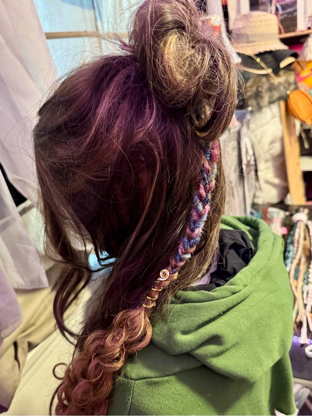 Colorful Braided Hair Extension Accent - Pink & Purple Blend - Picture 6 of 12